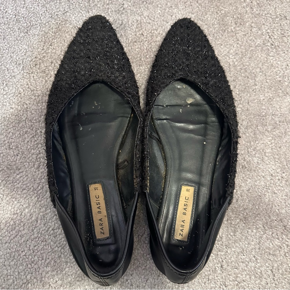 Zara tweed and leather flats